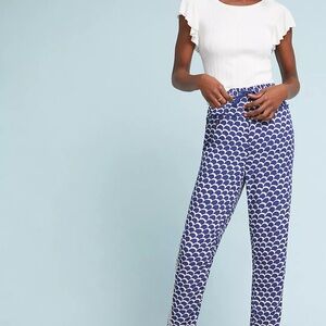 Anthropologie Blue and White Beaded Joggers Small